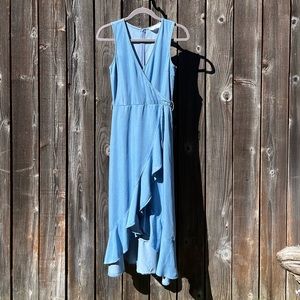 &Denim H&M blue chambray faux wrap dress size 2